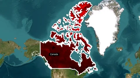 Canada highlighted on world map. Red North America country map animation. Stock Footage 340314123