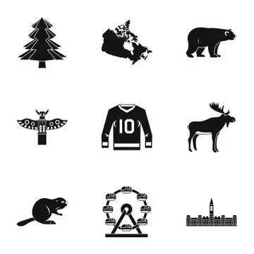 Canada icon set, simple style Stock-Illustration