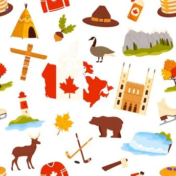 Canada Icons Seamless Pattern Vector Design Stock Illustration