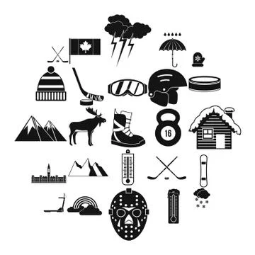 Canada icons set, simple style Stock-Illustration