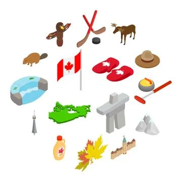 Canada isometric 3d icons set Stock-Illustration