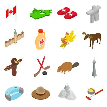 Canada isometric 3d icons set Illustration