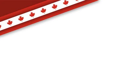 Canada Labour Day background with red maple leaf ribbon and copy space. Stock Illustration
