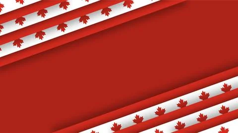 Canada Labour Day background with red maple leaves and diagonal stripes cop.. Stock Illustration