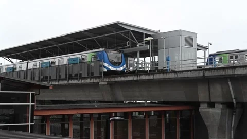 Canada Line Skytrain Departure Stock Footage 163573277