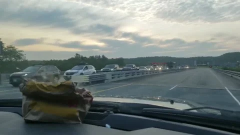 Canada: Long Queue At Border Area As Canadian Border Reopens For Fully Stock Footage 170456328