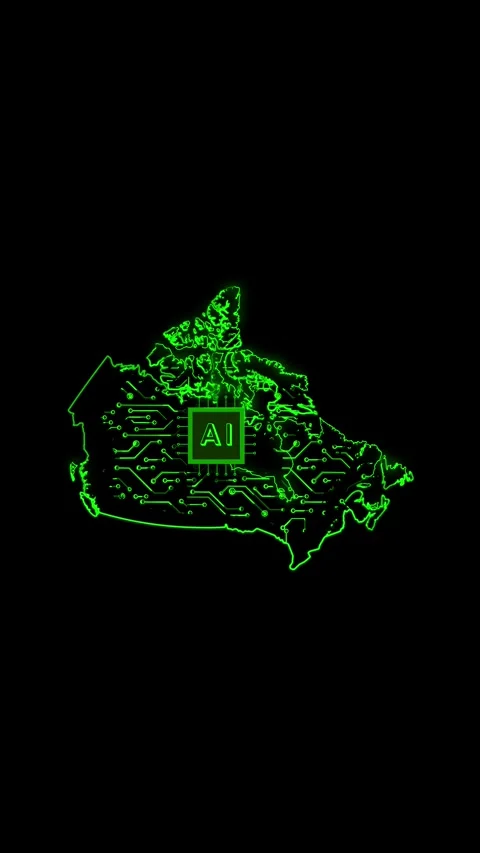 Canada Map AI Chipset Technology Opener Stock Footage 337171250