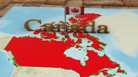 Canada Map and Canada Flag Stock Footage 272146436