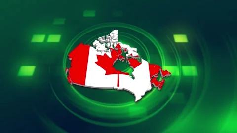 Canada Map and Flag Background Stock Footage 344027206