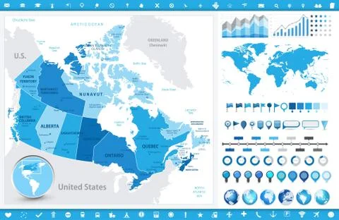 Canada Map and infographic elements Stock Illustration