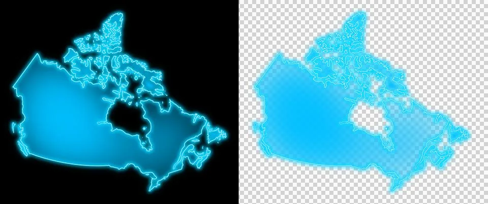 Canada map blue glow Stock Illustration