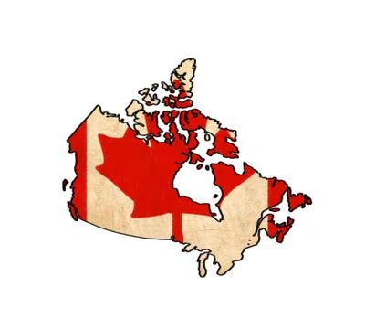 Canada map on canada flag drawing ,grunge and retro flag series Stock Illustration