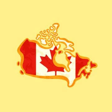 Canada - Map colored with Canadian flag Stock Illustration