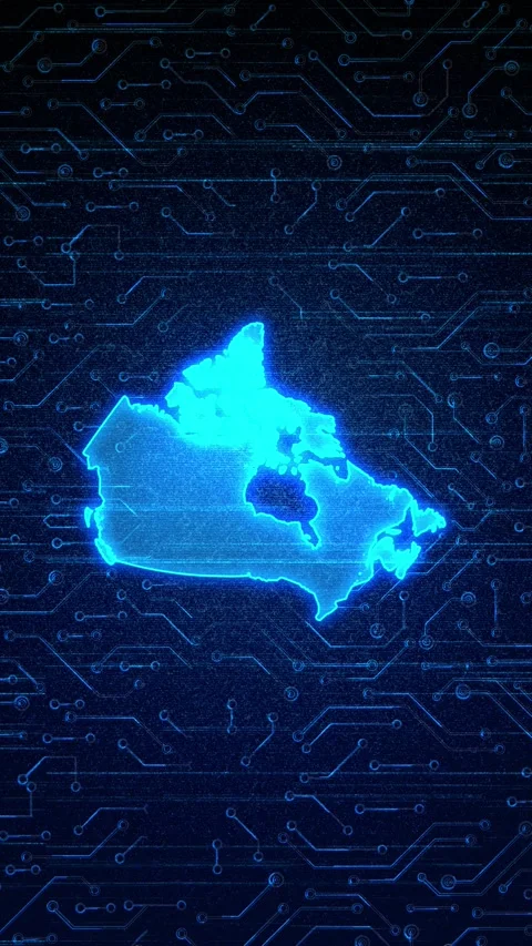 Canada Map Digital Technology Opener Stock Footage 336311121
