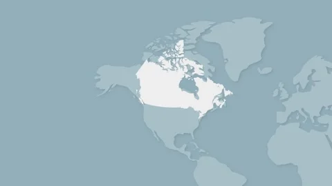 Canada Map Emerging from World Map Animation with Smooth Zoom Effect Stock Footage 339273159
