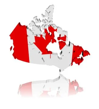 Canada map flag 3d render with reflection illustration Stock Illustration