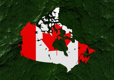 Canada map flag with abstract binary background illustration Stock Illustration