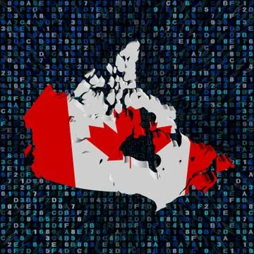 Canada map flag on hex code illustration Illustrazione stock