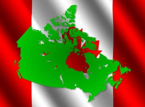 Canada map on flag Stock Illustration