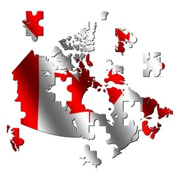 Canada map flag jigsaw Stock Illustration