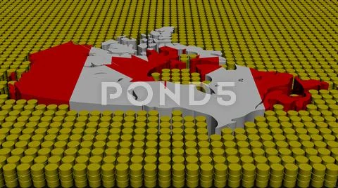 Canada map flag with oil barrels illustration Stock Illustration