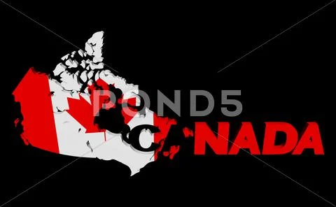 Canada map flag with overlapping text illustration Stock Illustration