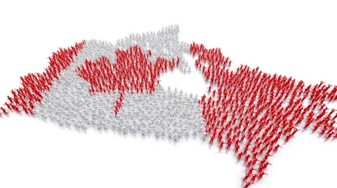 Canada map flag people Stockbeeldmateriaal 40007080