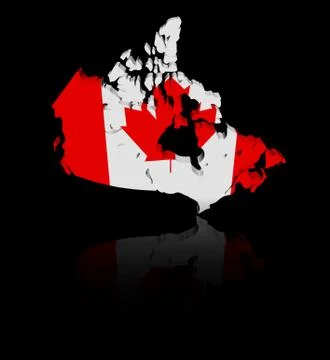 Canada map flag with reflection illustration Stock Illustration