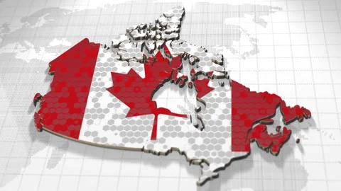 Canada Map with Flag on White Grid Background Stock Footage 310971976