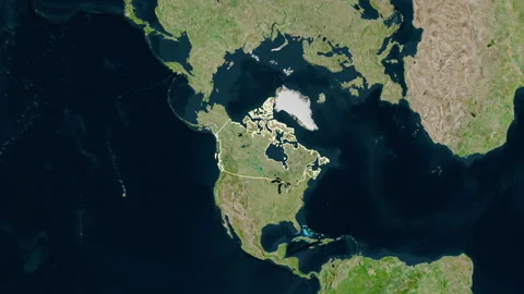 Canada map - glide. Border. Satellite. | Stock Video | Pond5