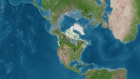 Canada map - glide. Border. Satellite. | Stock Video | Pond5