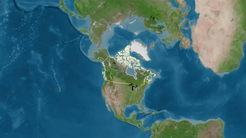 Canada map - glide. Regions. Satellite. Stock Footage 147741203