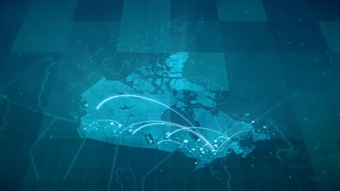 Canada Map Globalization Stock Footage