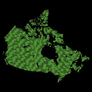 Canada map with green binary code illustration Stock Illustration