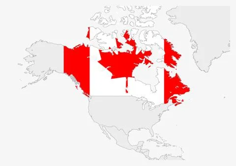 Canada map highlighted in Canada flag colors Stock Illustration