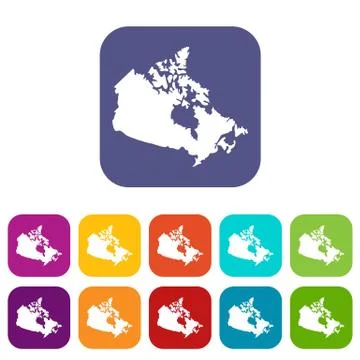 Canada map icons set flat Ilustración de archivo