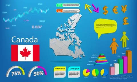 Canada map info graphics - charts, symbols, elements and icons collection. De Stock Illustration