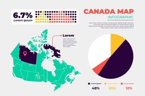Canada map infographic in flat design Ilustración de archivo