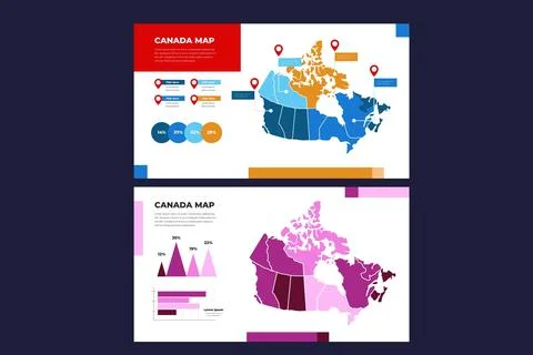 Canada map infographic in flat design Ilustración de archivo