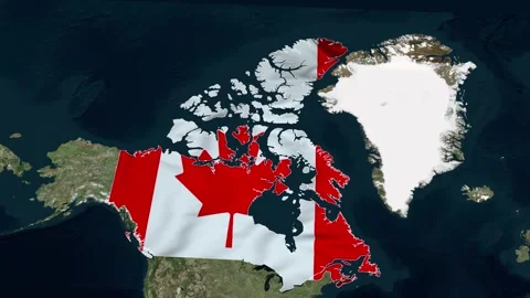 Canada Map Islands with Flag, geography of Canada Video stock 309431084