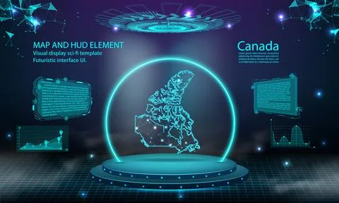 Canada map light connecting effect background. abstract digital technology .. Stock Illustration