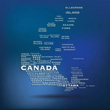 Canada map made with name of cities Stock Illustration
