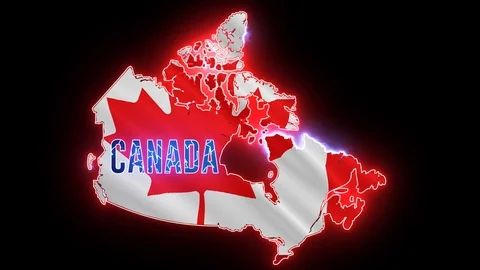 Canada map with neon light. Creative glow animation, Canada outline. Stock Footage 113824140