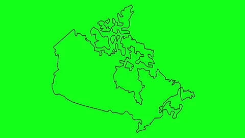 Canada Map Outline Animated Green Screen 4K UHD Stock Footage 301024488