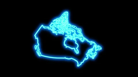Canada Map Outline Neon Lights Stock Footage 332849115