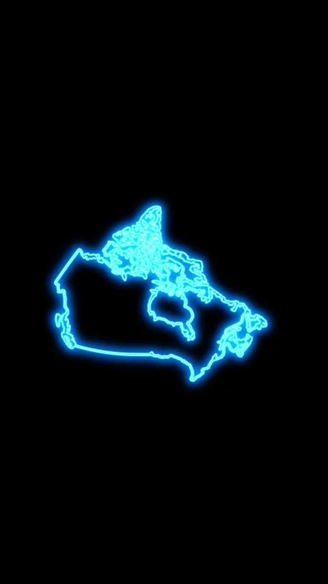 Canada Map Outline Neon Lights Stock Footage 333056014