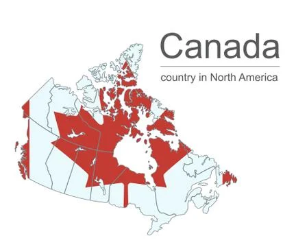 Canada map with provinces and flag, vector illustration Stock Illustration