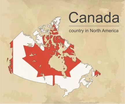 Canada map with provinces and flag, vector illustrationCanada map with provinces Stock Illustration