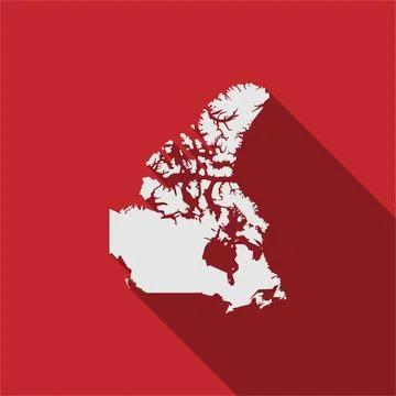 Canada map on red background with long shadow Stock Illustration