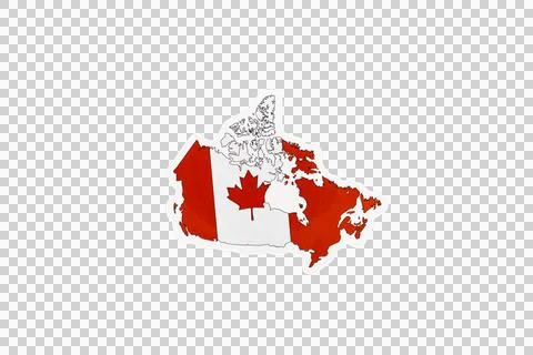 Canada Map with Red Maple Leaf Flag Stock Illustration